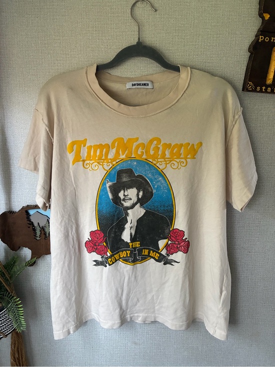 Daydreamer Tops - Daydreamer Tim McGraw Beige Graphic Tee - woman’s Casual Shirt